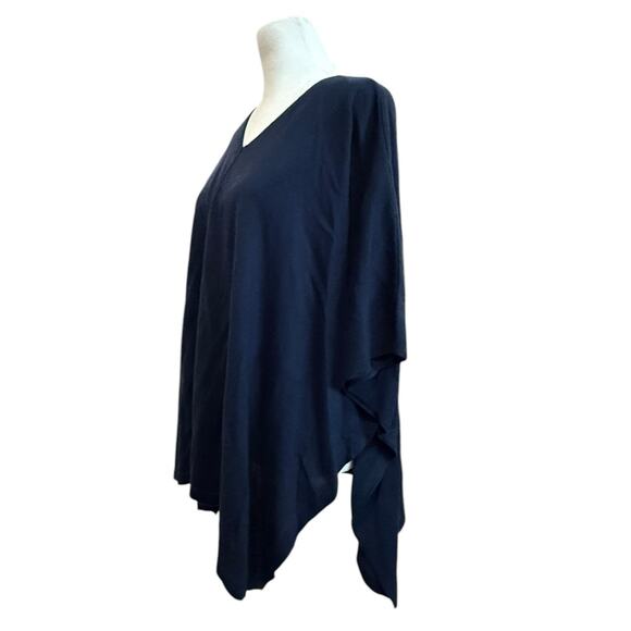 J. Jill Knit Top Woman OS Navy Poncho Cape Lightweight Drapey Boxy Merino Wool - Picture 7 of 9